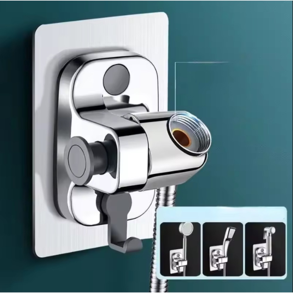 Wall Mounted Adjustable Shower Holder, Self-Adhesive Showerhead Bracket for Bathroom Accessories