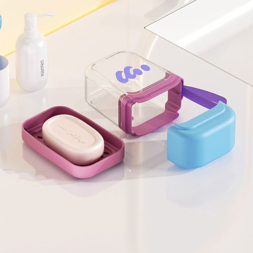 Double-layer compact soap box, waterproof for travel, business trips