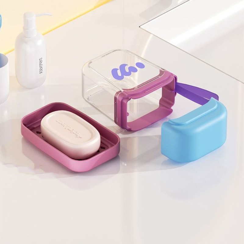 Double-layer compact soap box, waterproof for travel, business trips