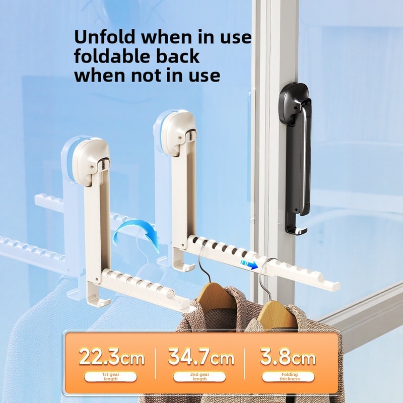 Retractable Folding Clothes Drying Rack with Suction Cup, Wall-mounted Foldable Clothes Rack for Portable Use