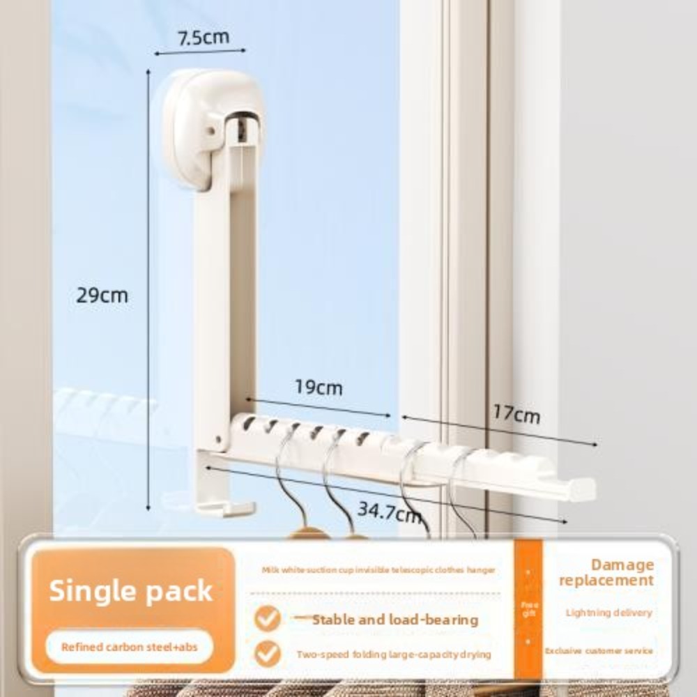 Retractable Folding Clothes Drying Rack with Suction Cup, Wall-mounted Foldable Clothes Rack for Portable Use