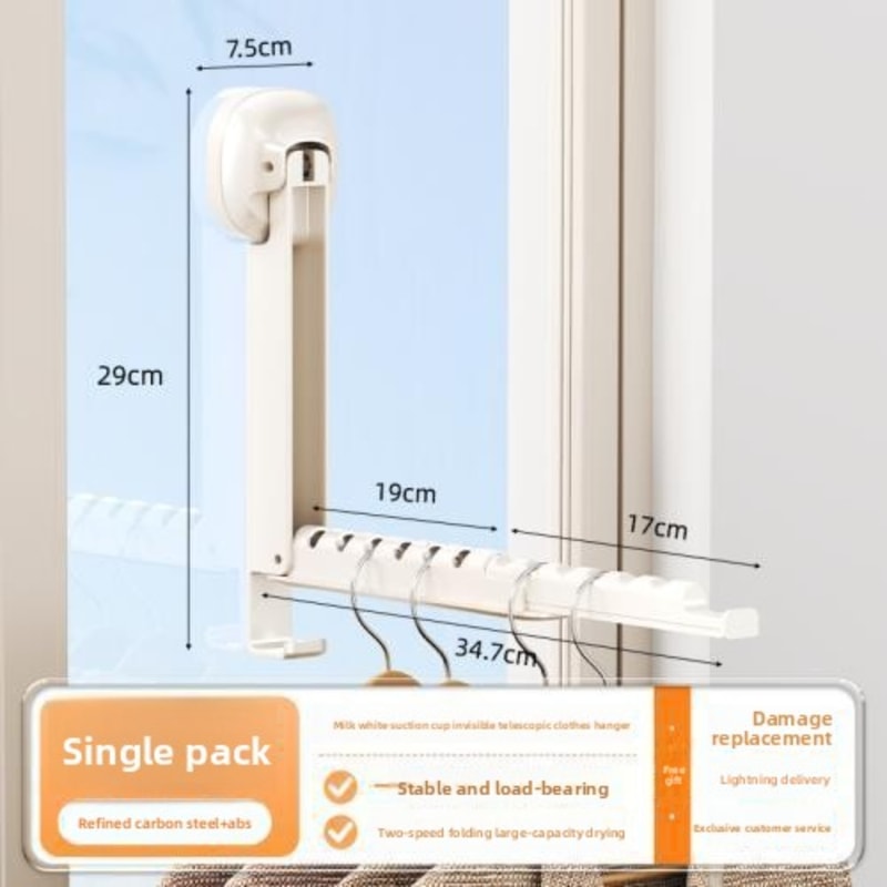 Retractable Folding Clothes Drying Rack with Suction Cup, Wall-mounted Foldable Clothes Rack for Portable Use