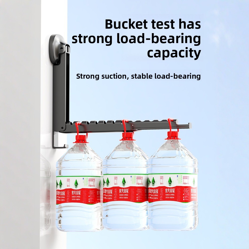 Retractable Folding Clothes Drying Rack with Suction Cup, Wall-mounted Foldable Clothes Rack for Portable Use