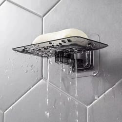 self adhesive double layer soap rack no drilling wall mounted soap sponge holder bathroom dishes accessories
