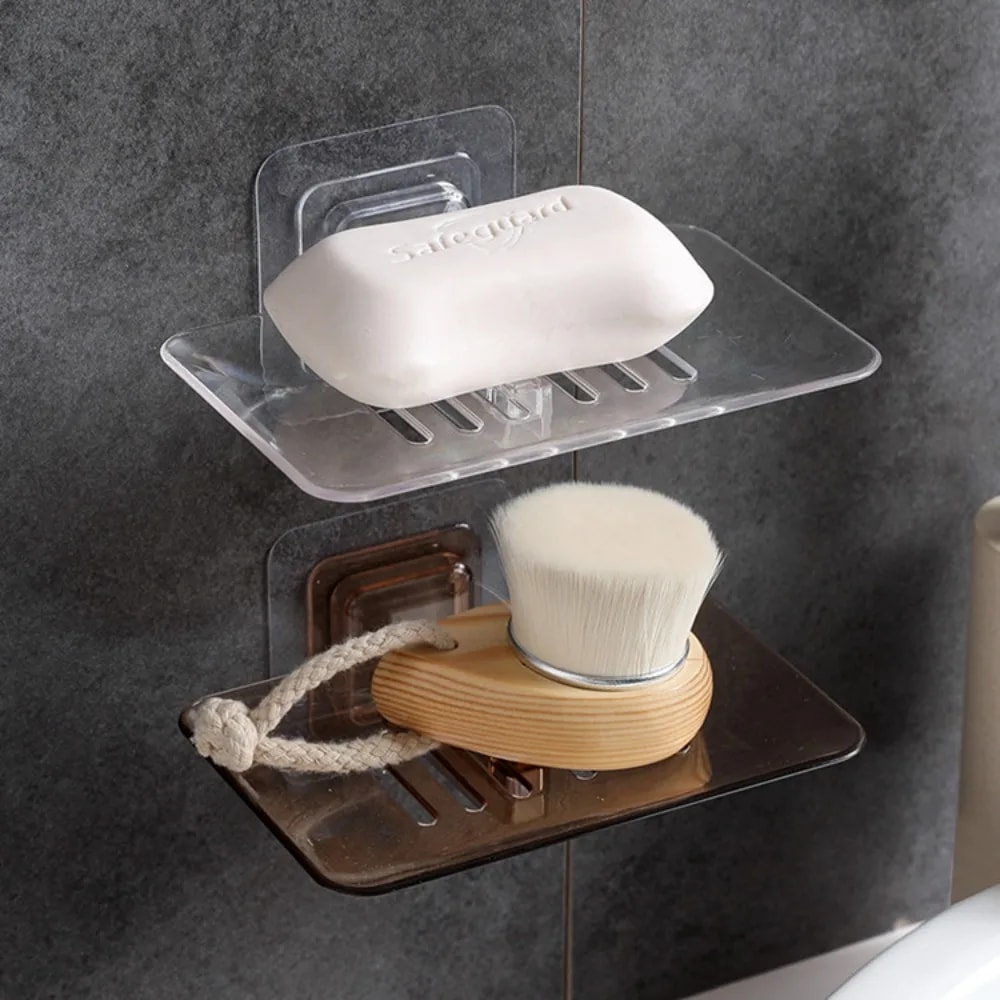 Self Adhesive Double Layer Soap Rack No Drilling Wall Mounted Soap Sponge Holder Bathroom Dishes Ac 1
