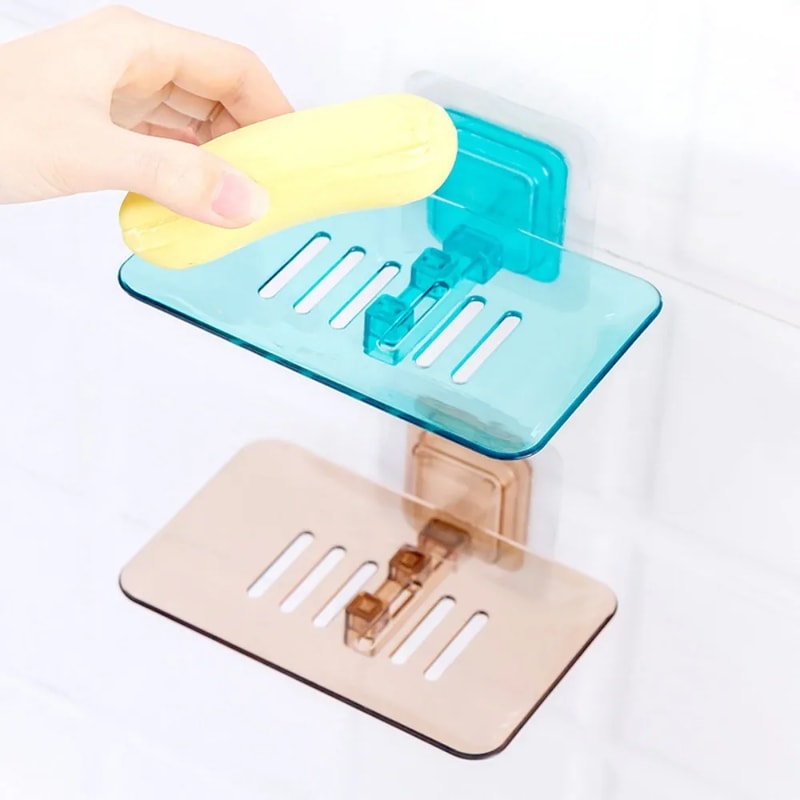 Self Adhesive Double Layer Soap Rack No Drilling Wall Mounted Soap Sponge Holder Bathroom Dishes Ac 4