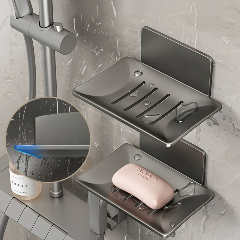 Bathroom Soap Tray Wall Mounted Soap Sponge Holder No Drill Holes Soap Organizer For Kitchen 1