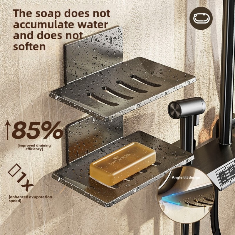 Bathroom Soap Tray Wall Mounted Soap Sponge Holder No Drill Holes Soap Organizer For Kitchen 2