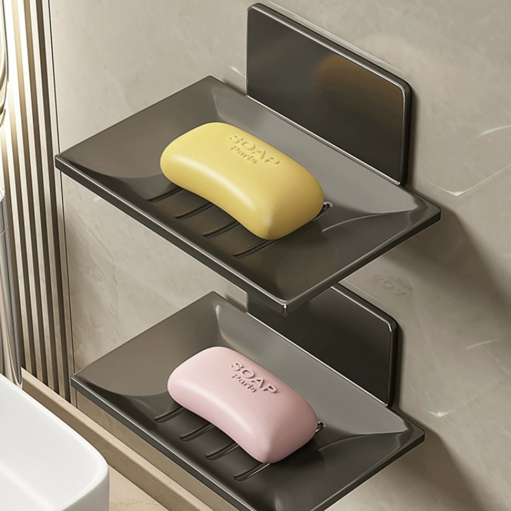 Bathroom Soap Tray Wall Mounted Soap Sponge Holder No Drill Holes Soap Organizer For Kitchen 4