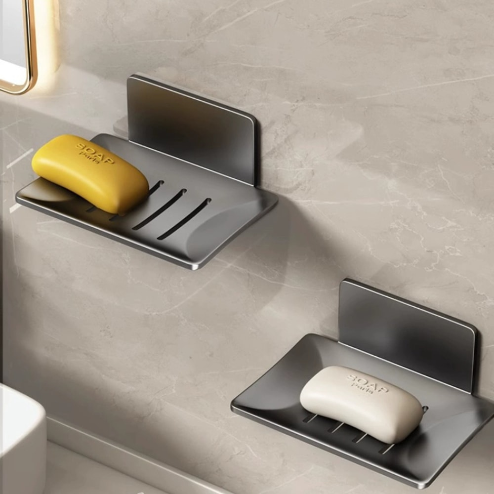 Bathroom Soap Tray Wall Mounted Soap Sponge Holder No Drill Holes Soap Organizer For Kitchen 5