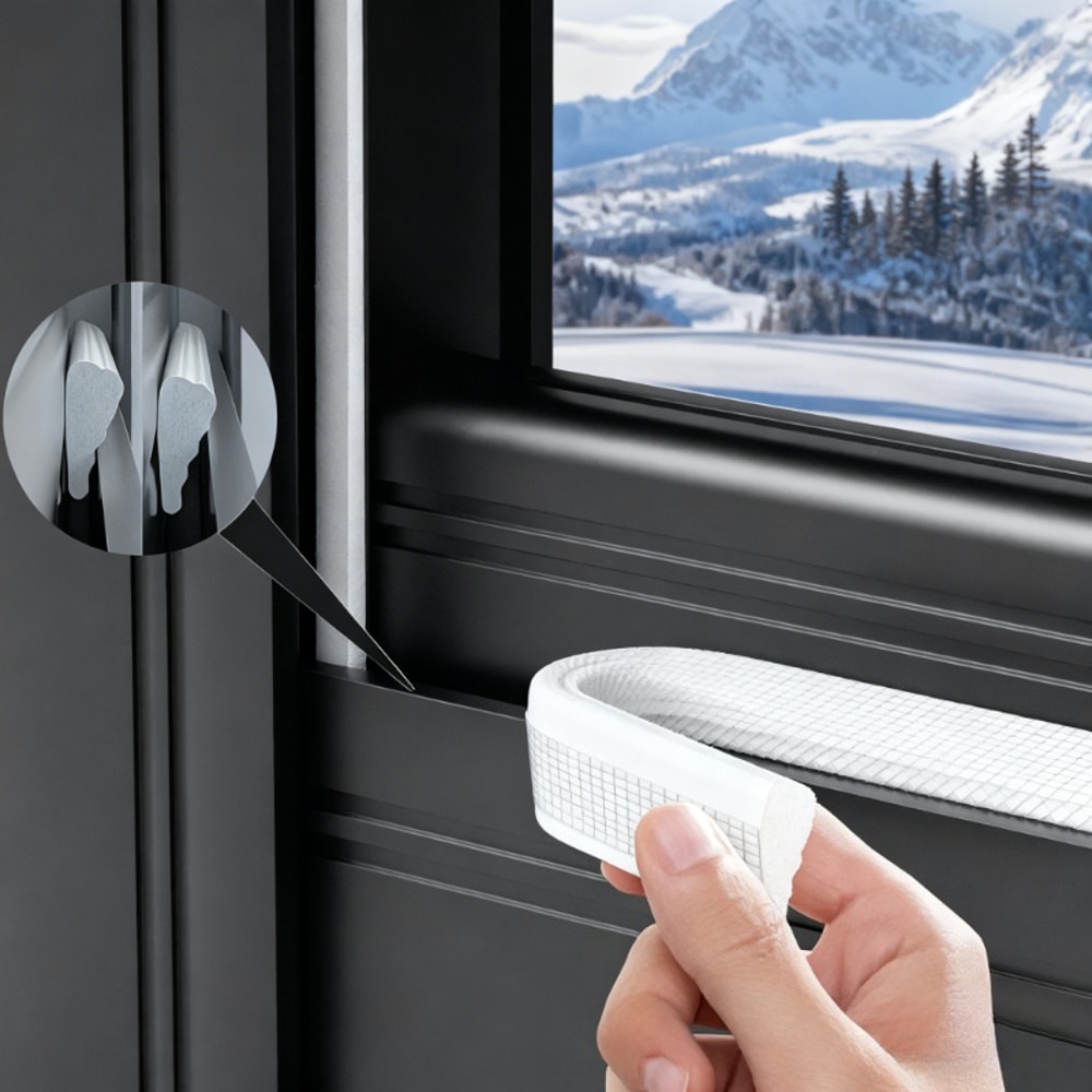 Weatherproof Gap Seal, Self Adhesive Wedge Draft Stopper for Winter Insulation, Soundproof and Windproof for Doors