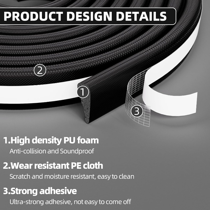 Weatherproof Gap Seal, Self Adhesive Wedge Draft Stopper for Winter Insulation, Soundproof and Windproof for Doors