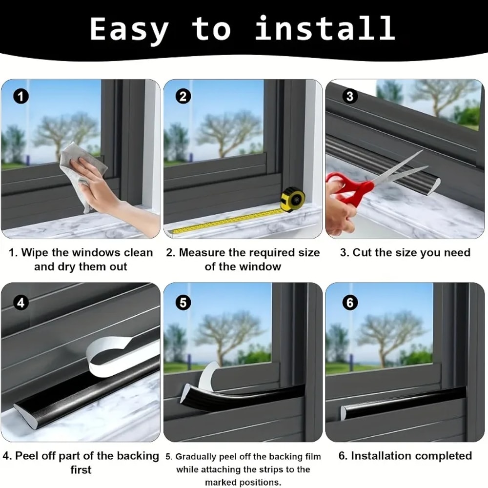 Weatherproof Gap Seal, Self Adhesive Wedge Draft Stopper for Winter Insulation, Soundproof and Windproof for Doors
