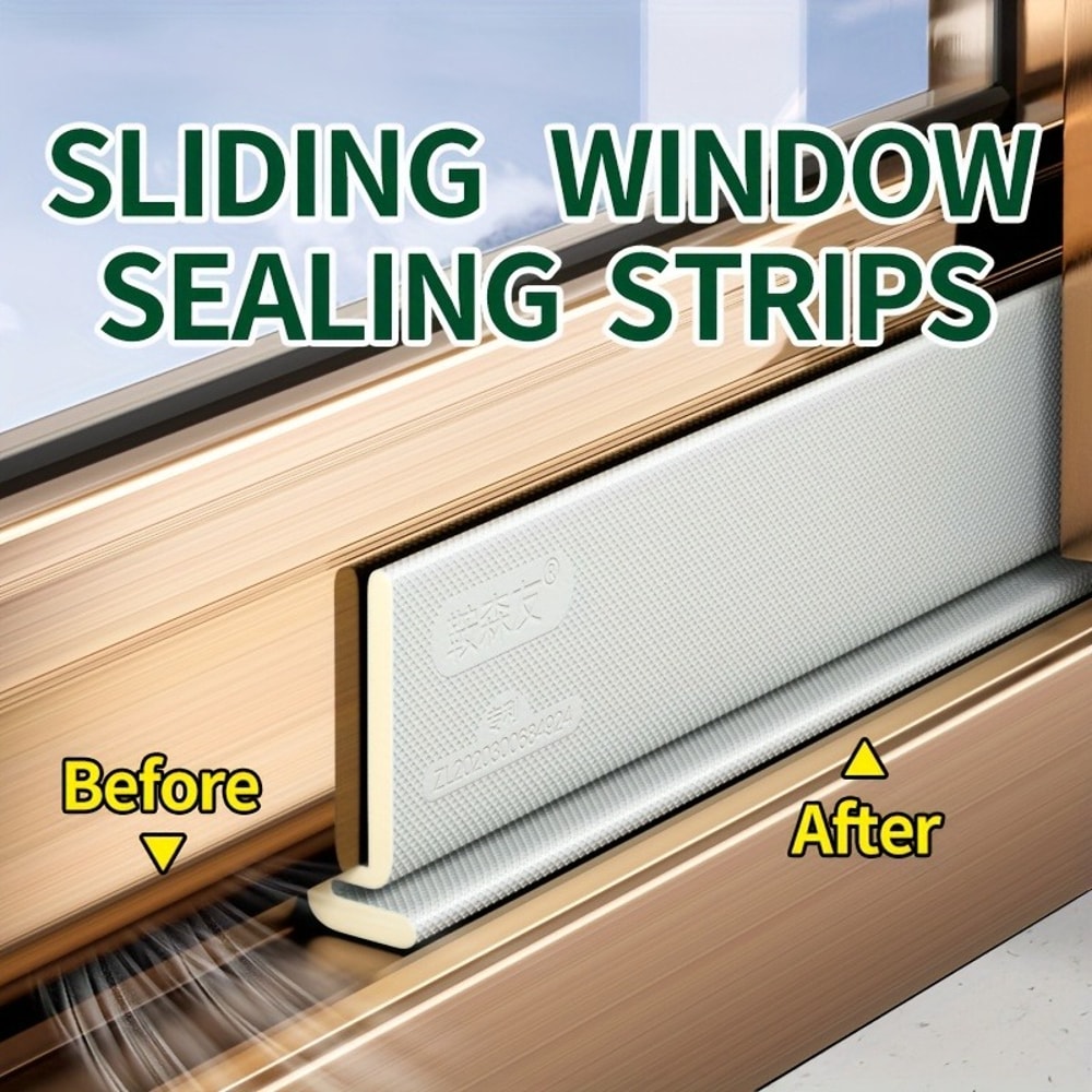 Windproof Draft Stopper, Window Seal Strip Set, Sound Insulation for Sliding Windows/Doors, Easy Install