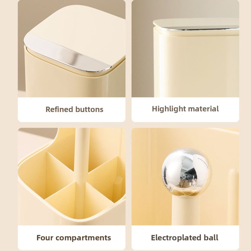 Automatic Lifting Makeup Brush Holder Set, Dustproof Desktop Lipstick Eyebrow Pen Holder Container