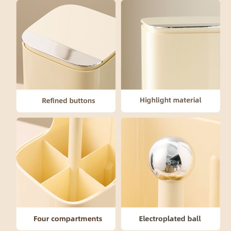 Automatic Lifting Makeup Brush Holder Set, Dustproof Desktop Lipstick Eyebrow Pen Holder Container