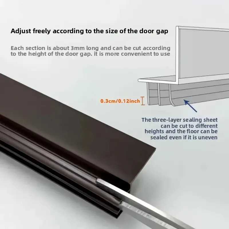 Windproof Soundproof Dustproof Door Gap Seal Strip, Self Adhesive Seal for Bedroom Bathroom Doors