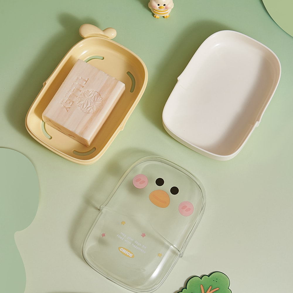 Portable Travel Soap Holder Cute Cartoon Duck Shaped Soap Case With Drainage DoubleLayer MoisturePr 1