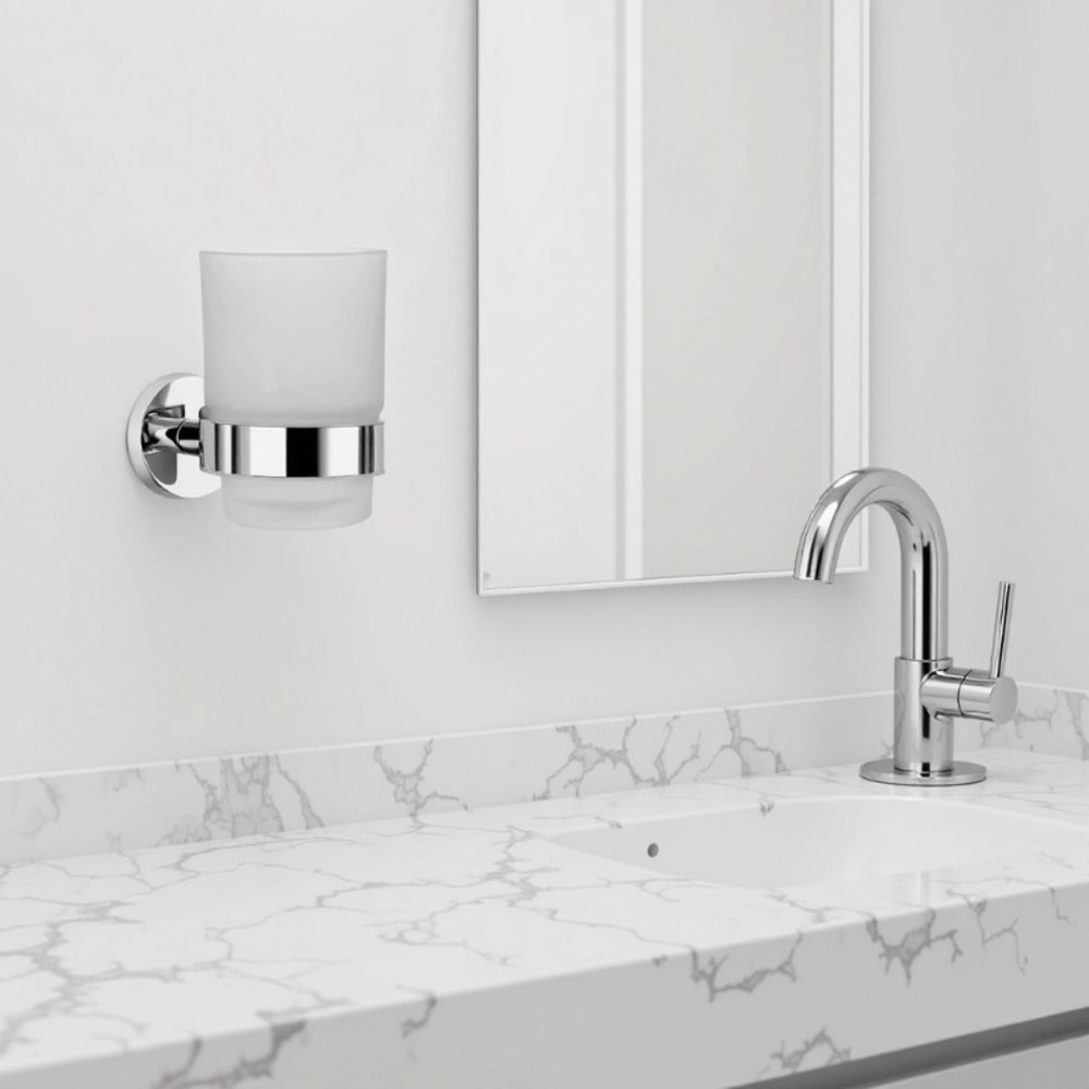 Wall-Mounted Bathroom Toothbrush Cup Storage Organizer, Rust-Proof Sturdy Holder for Bathroom Use