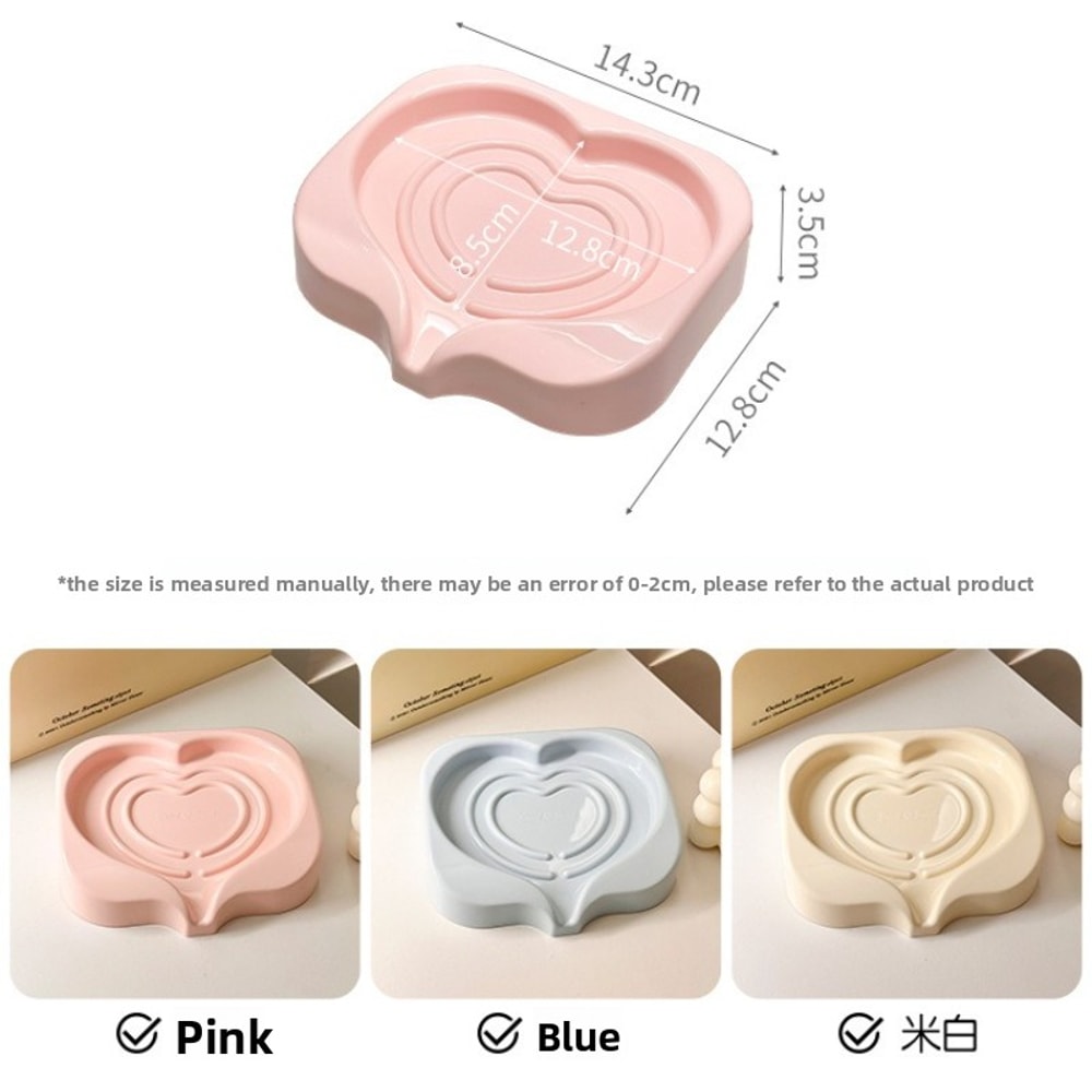 Fast Draining Heart-Shaped Soap Dish, Cute Soap Holder for Bathroom and Kitchen Accessories