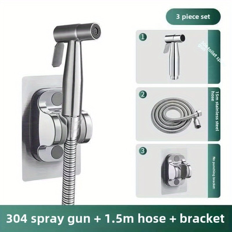 High Pressure Flushing Stainless Steel Toilet Bidet Sprayer Set for Bathroom Cleaning