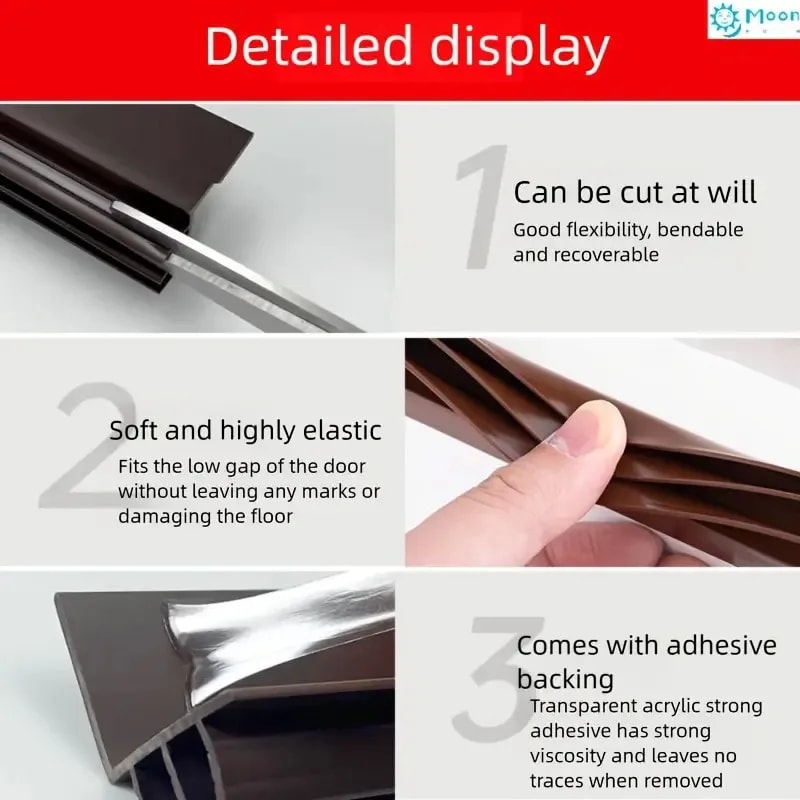 Windproof Soundproof Dustproof Elf Adhesive Door Bottom Seal Strip for Bedroom Bathroom Home Door Weatherstrip Entrance