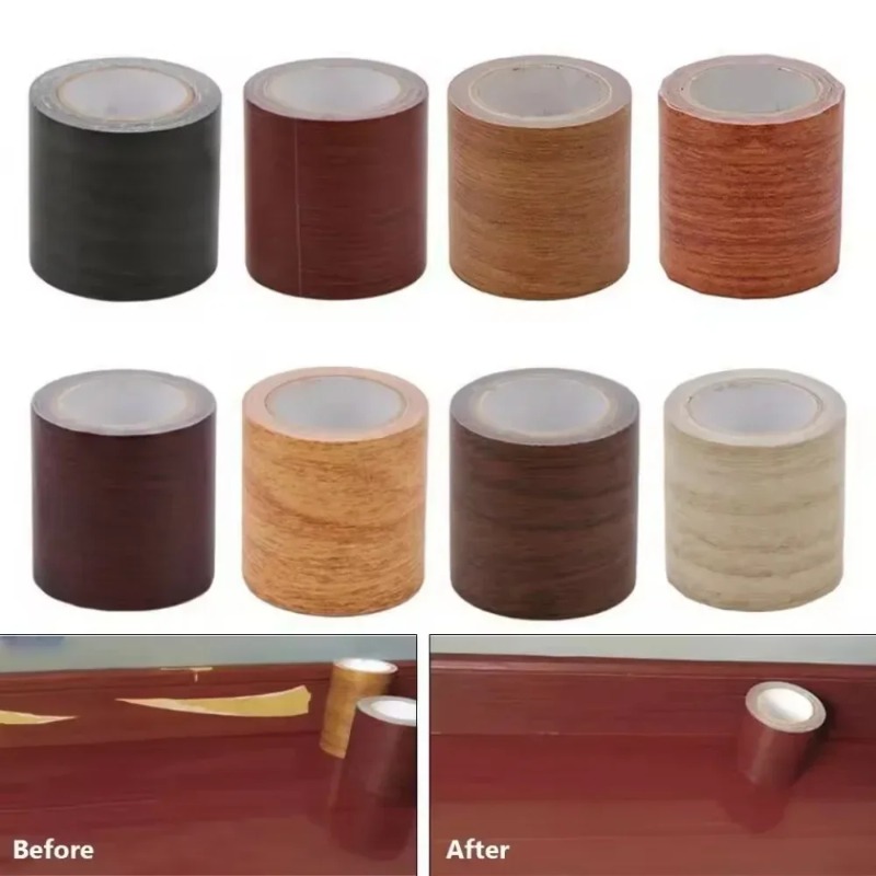 Wood Grain Sticker Adhesive Tape, Waterproof Simulated Wood Grain Tape for Home Furniture and Wall Repair