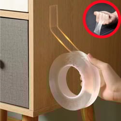 waterproof reusable self adhesive heavy duty double sided nano tape, washable for kitchen, bathroom, home decor