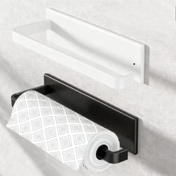 space saving paper towel holder, stainless self adhesive, cabinet wall mount dispenser for kitchen