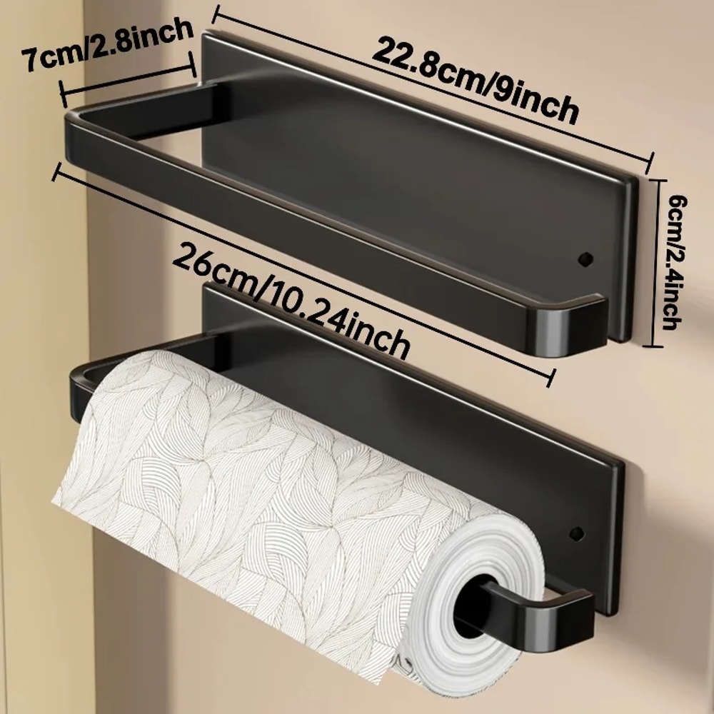 Space Saving Paper Towel Holder, Stainless Self Adhesive, Cabinet Wall Mount Dispenser for Kitchen