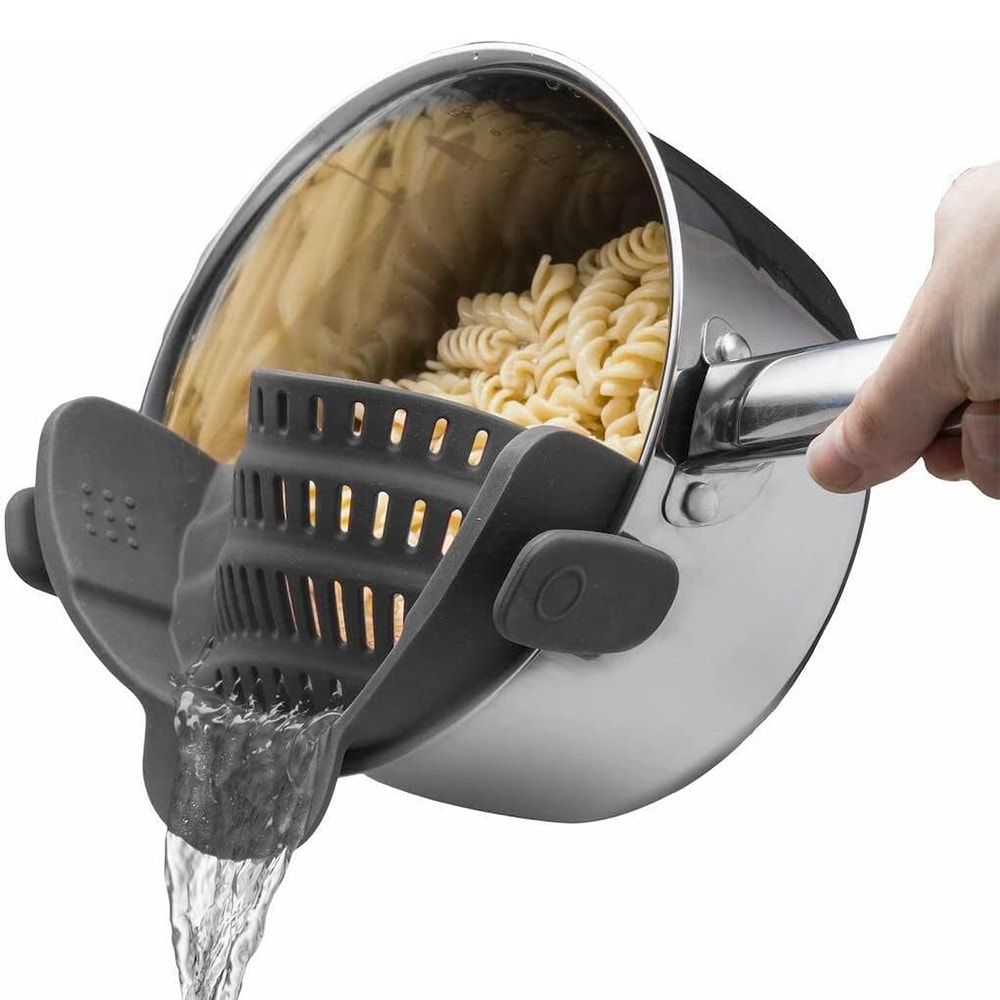 Clip On Silicone Kitchen Strainer Pasta Noodle Drain Rack Fruit Vegetable Strainer Pans Pots Coland 0
