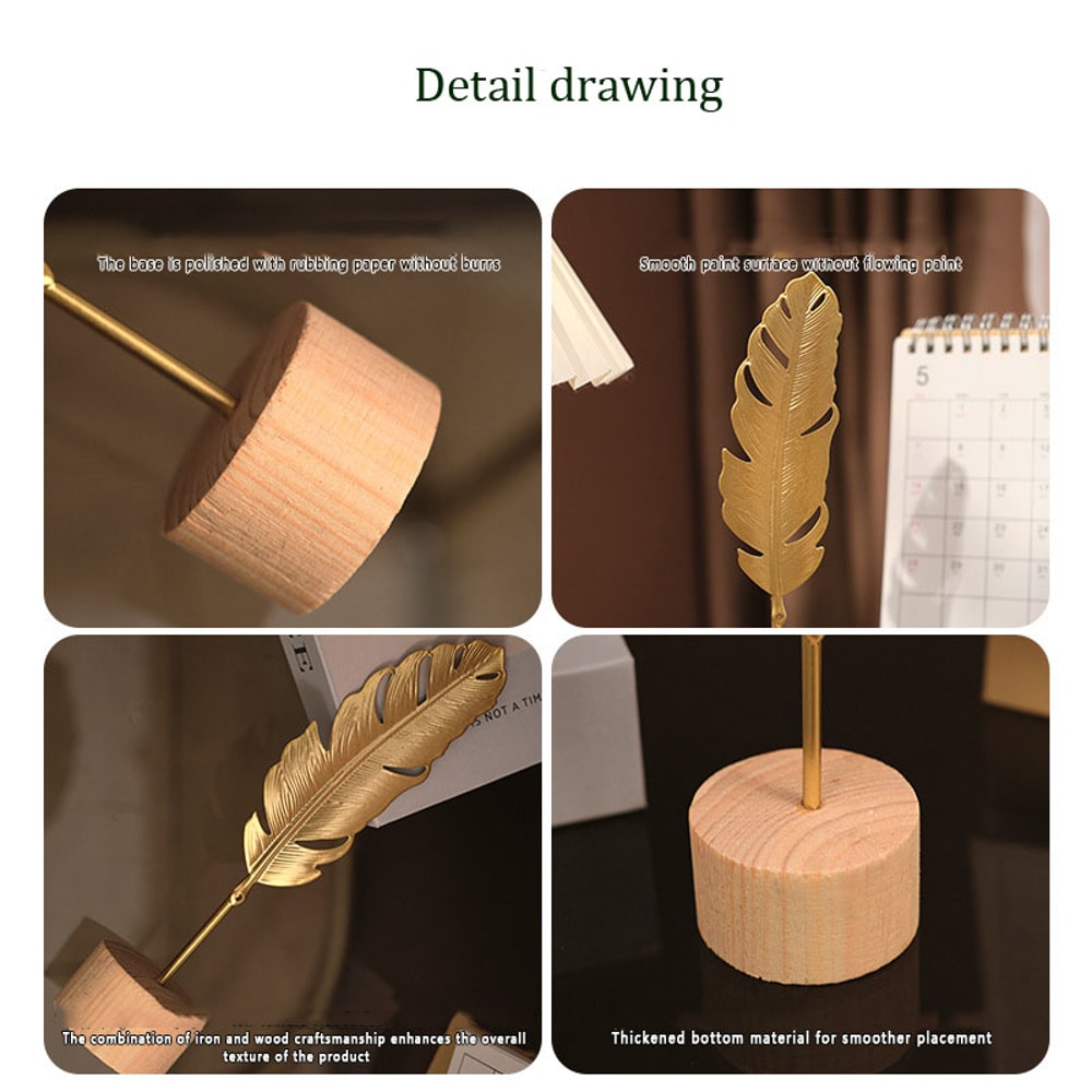 Golden Ginkgo Leaf Metal Sculptures, Manual Desktop Figurines, Home Decor Statues and Photo Props