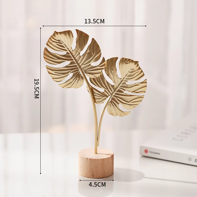 Golden Ginkgo Leaf Metal Sculptures, Manual Desktop Figurines, Home Decor Statues and Photo Props