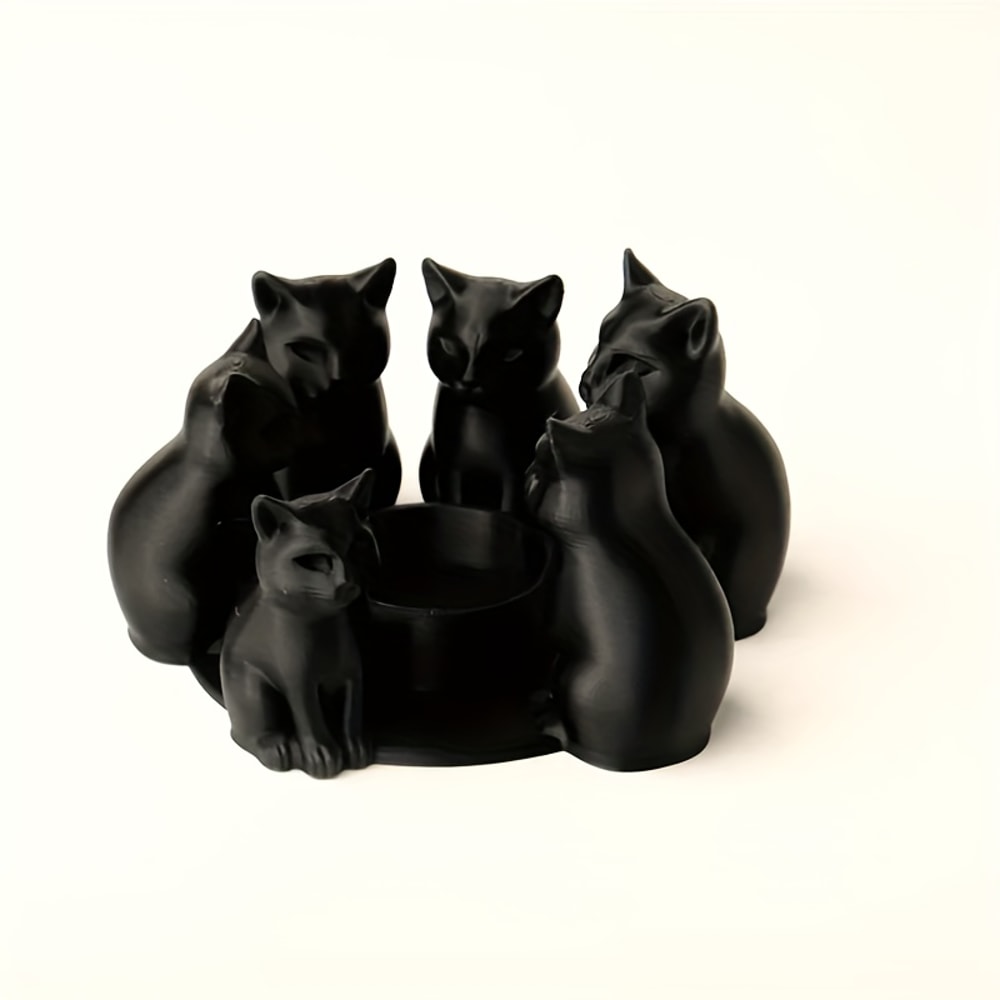 Creative Black Kitten Ornament, Bedroom Decoration Black Cat Candle Holder