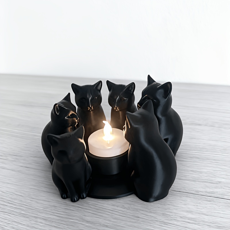 Creative Black Kitten Ornament, Bedroom Decoration Black Cat Candle Holder
