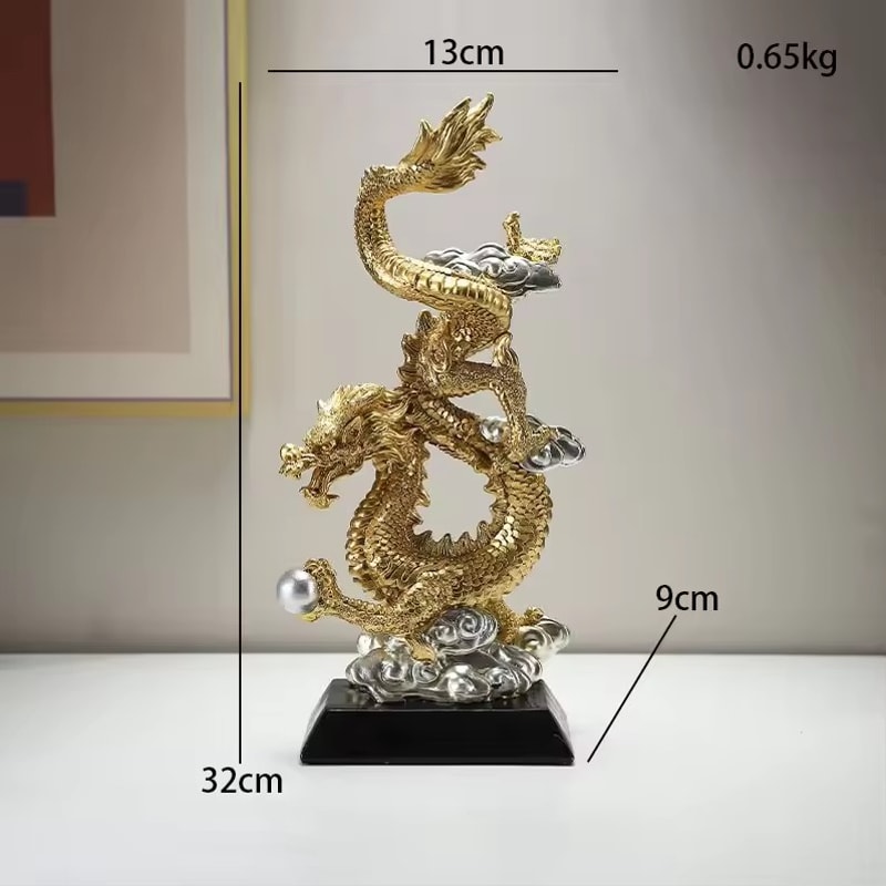 Dragon Phoenix Resin Sculpture, Home Room Accessories, Bookshelf Furnishing Ornaments, Office Desk Statue