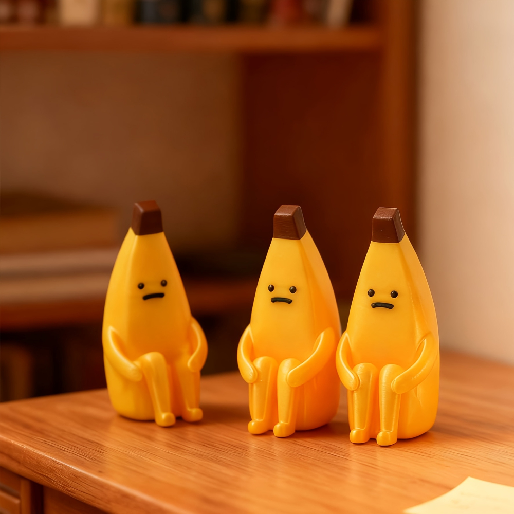 Durable Anxious Banana Printed Figurines – Unique Pla Decor for Home, Office, Car, Perfect Gift