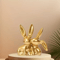 Collectible Figurine, Golden Cute Double Rabbit Ornament for Creative Home Desktop Decor