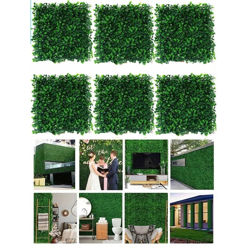 Green Decor Artificial Boxwood Hedge Wall Panel UV Protection for Wedding, Backyard Privacy Screen