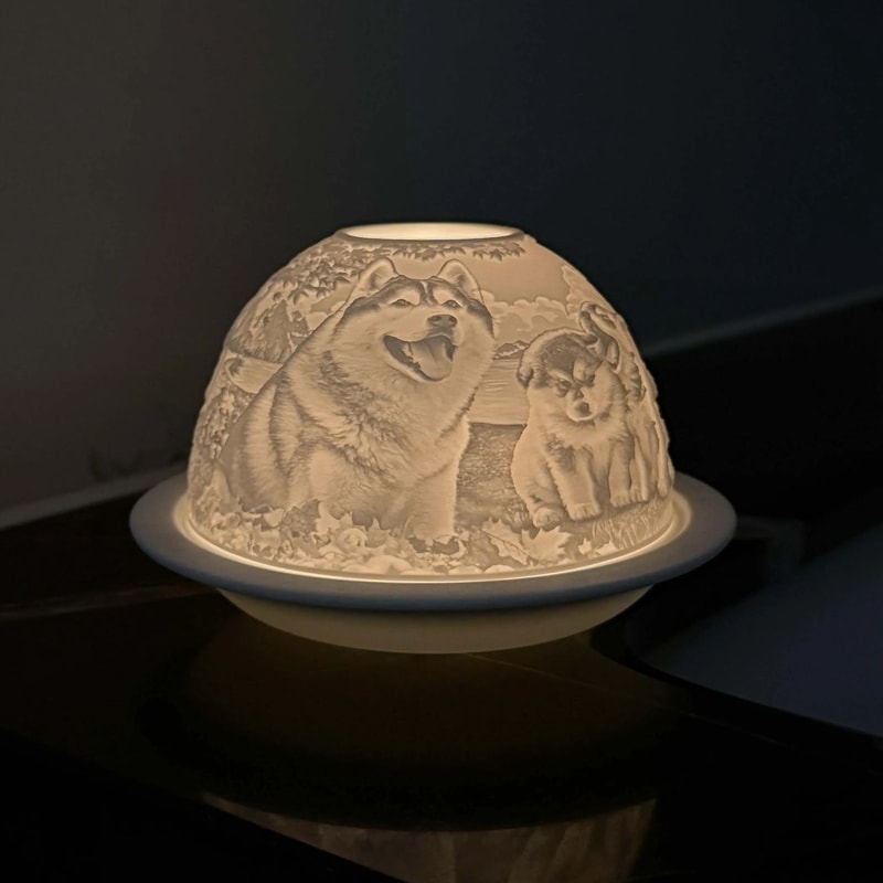 Ceramic Candle Holder Christmas Animal Dog Cat Tea Light Holder for New Year, Xmas Table Top Decoration, Kids Home Gift