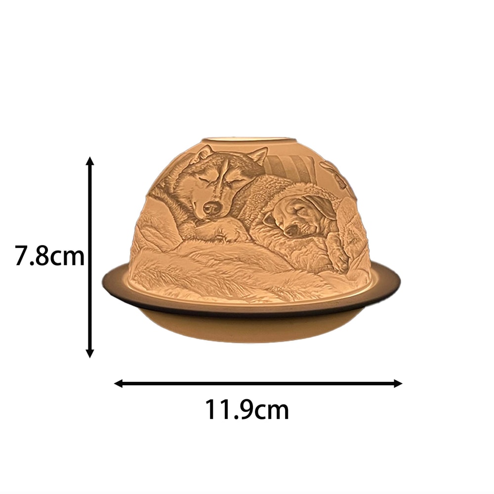 Ceramic Candle Holder Christmas Animal Dog Cat Tea Light Holder for New Year, Xmas Table Top Decoration, Kids Home Gift