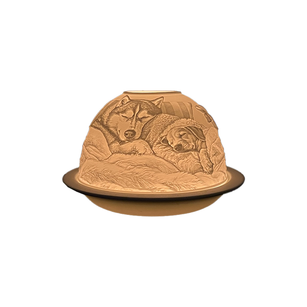 Ceramic Candle Holder Christmas Animal Dog Cat Tea Light Holder for New Year, Xmas Table Top Decoration, Kids Home Gift