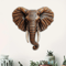 Large-Scale Wooden Elephant Head Art, Retro Festival Wall Hanging, Flat Home Decoration