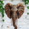 Large-Scale Wooden Elephant Head Art, Retro Festival Wall Hanging, Flat Home Decoration