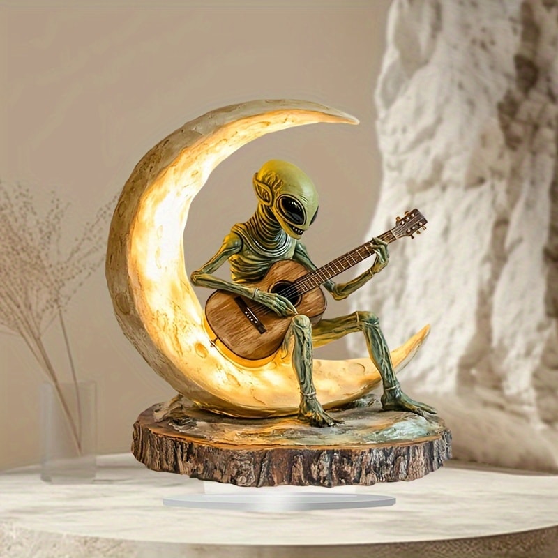 Alien Moon Guitarist Bohemian Ornament Acrylic Sculpture Home Decor