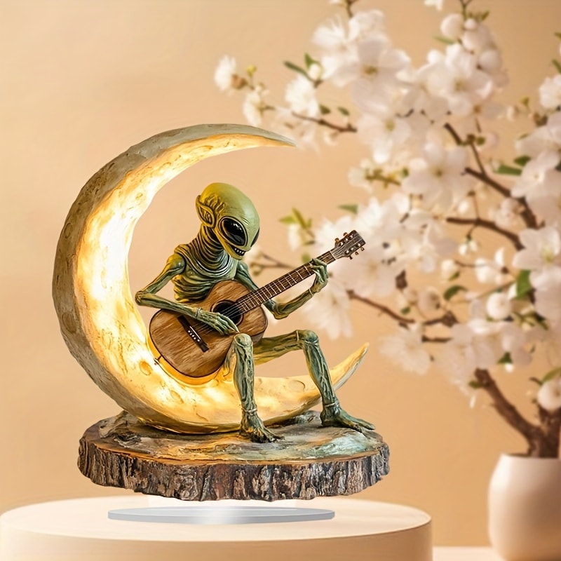 Alien Moon Guitarist Bohemian Ornament Acrylic Sculpture Home Decor
