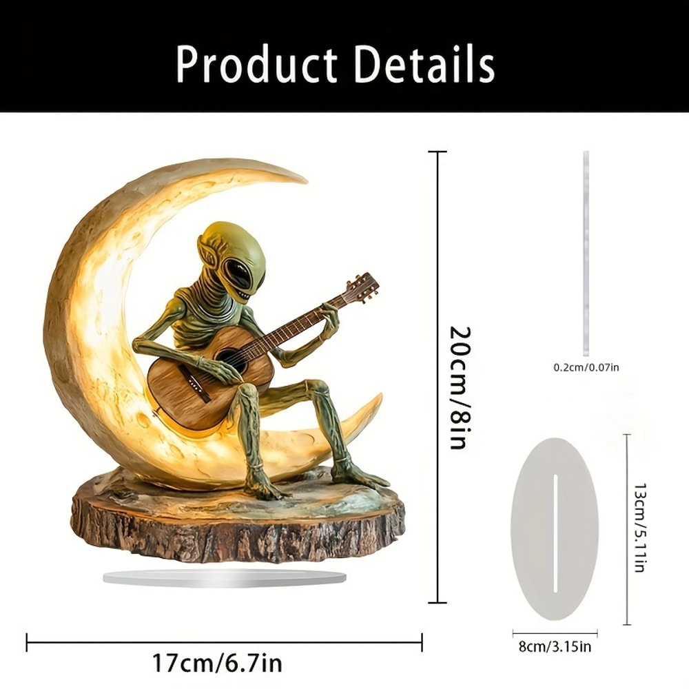 Alien Moon Guitarist Bohemian Ornament Acrylic Sculpture Home Decor