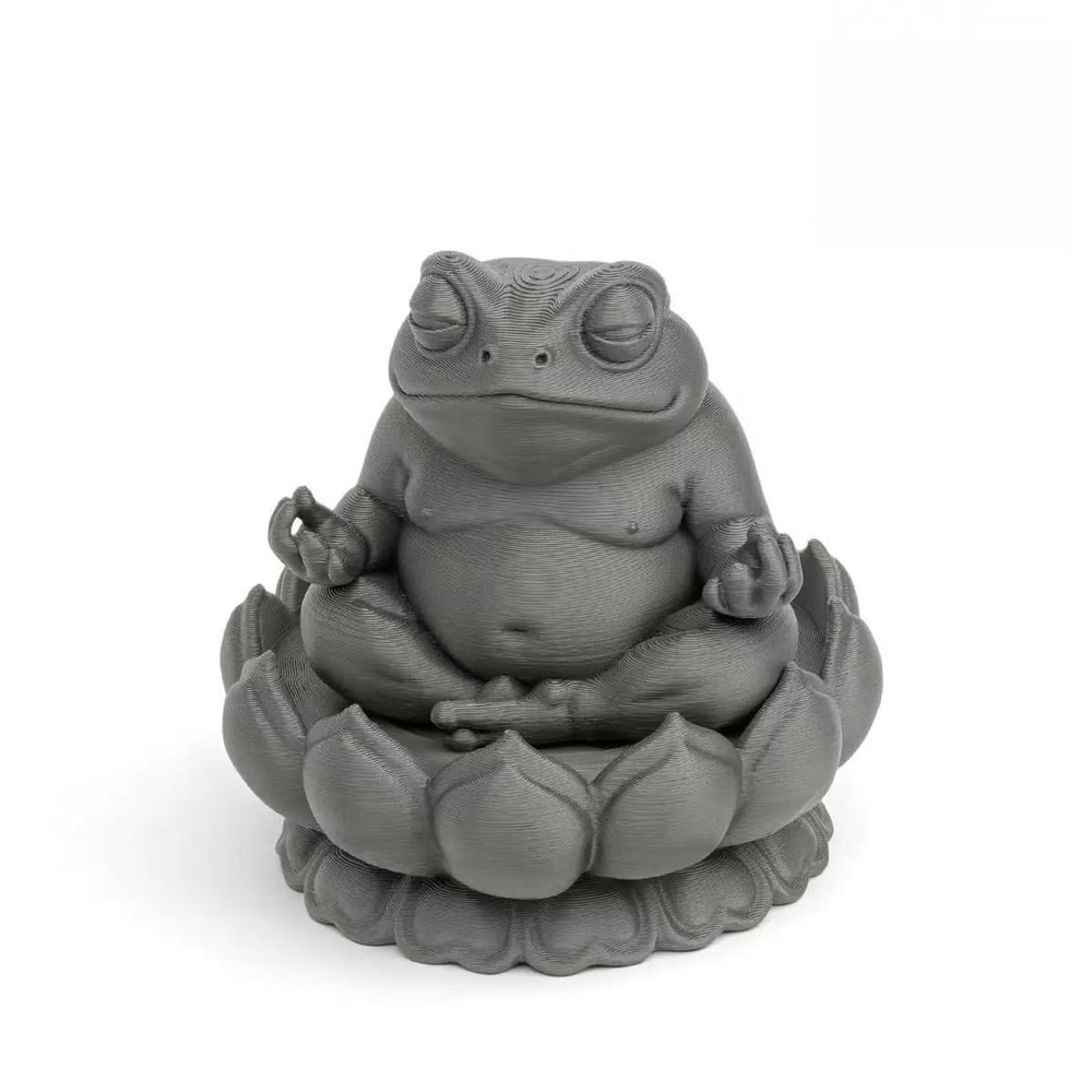 Meditation Frog Figurine, Chubby Zen Frog Print, Perfect Gift for Home & Office Decoration