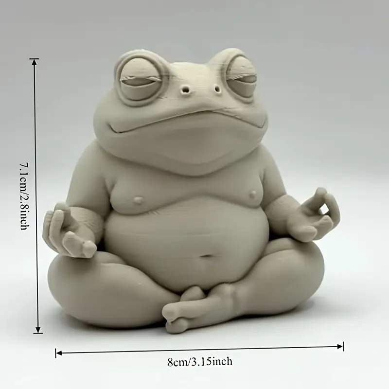 Meditation Frog Figurine, Chubby Zen Frog Print, Perfect Gift for Home & Office Decoration