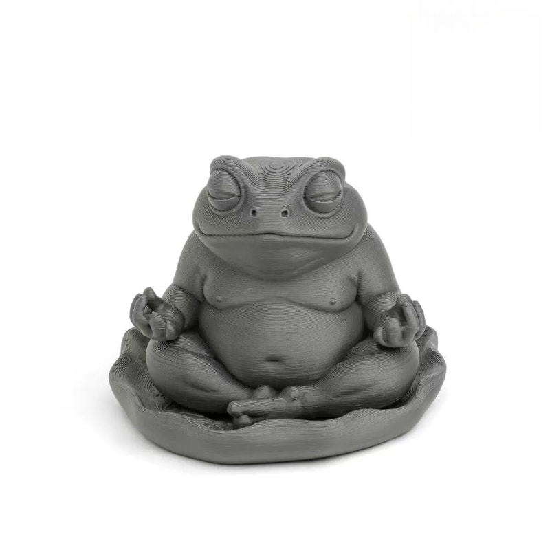 Meditation Frog Figurine, Chubby Zen Frog Print, Perfect Gift for Home & Office Decoration